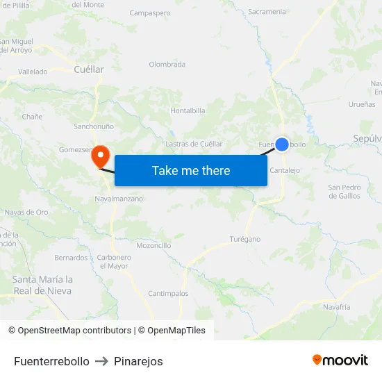 Fuenterrebollo to Pinarejos map
