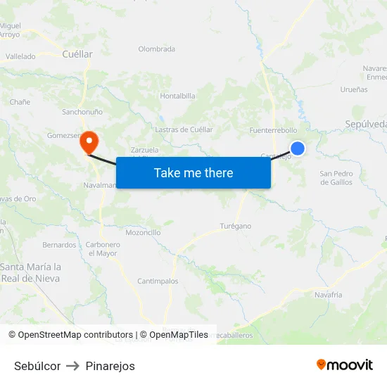 Sebúlcor to Pinarejos map
