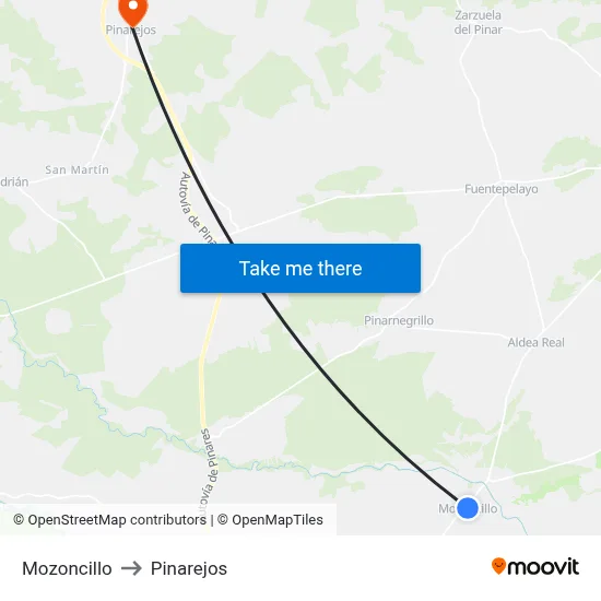 Mozoncillo to Pinarejos map