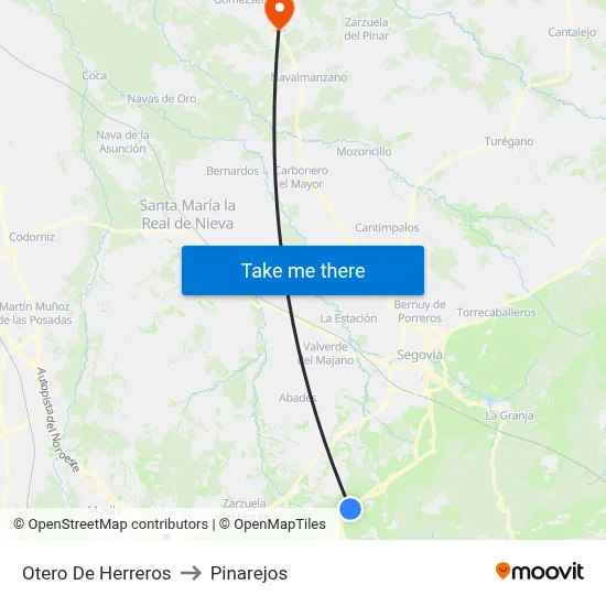 Otero De Herreros to Pinarejos map