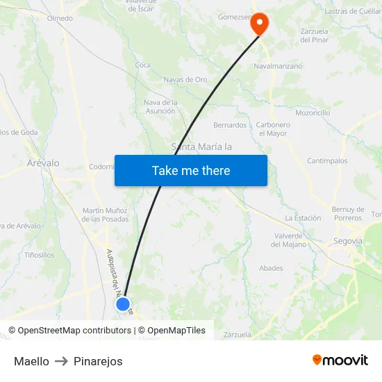 Maello to Pinarejos map