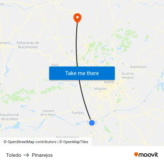 Toledo to Pinarejos map
