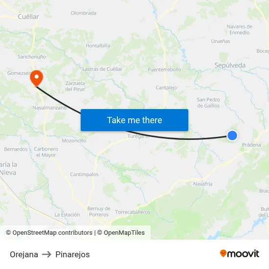Orejana to Pinarejos map