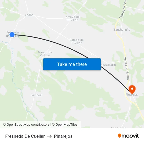 Fresneda De Cuéllar to Pinarejos map