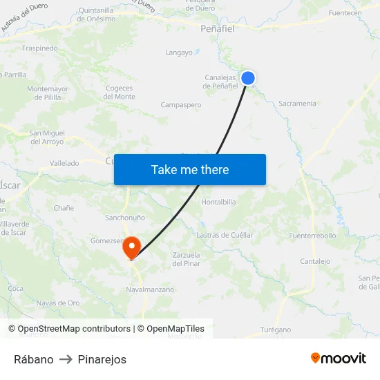 Rábano to Pinarejos map