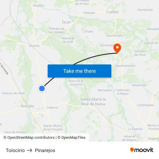 Tolocirio to Pinarejos map
