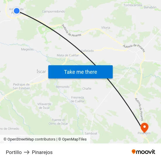 Portillo to Pinarejos map