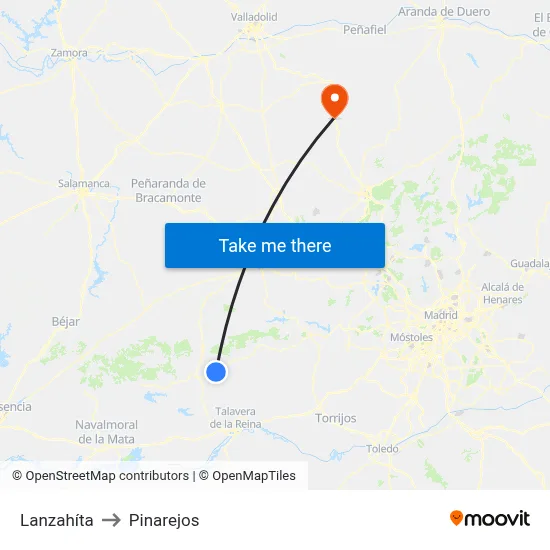 Lanzahíta to Pinarejos map