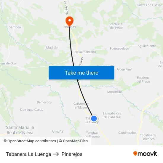 Tabanera La Luenga to Pinarejos map
