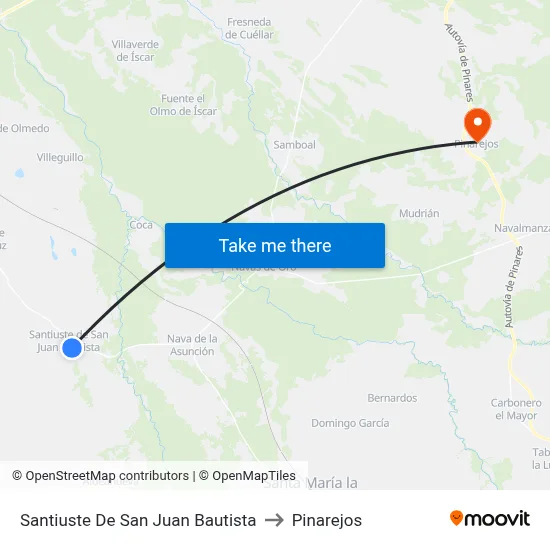 Santiuste De San Juan Bautista to Pinarejos map