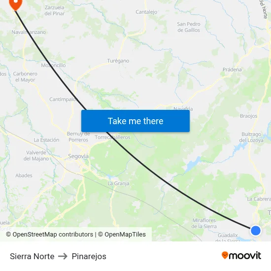 Sierra Norte to Pinarejos map