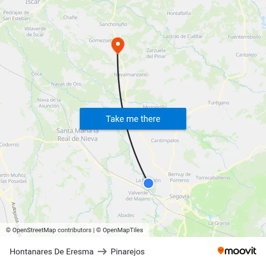 Hontanares De Eresma to Pinarejos map