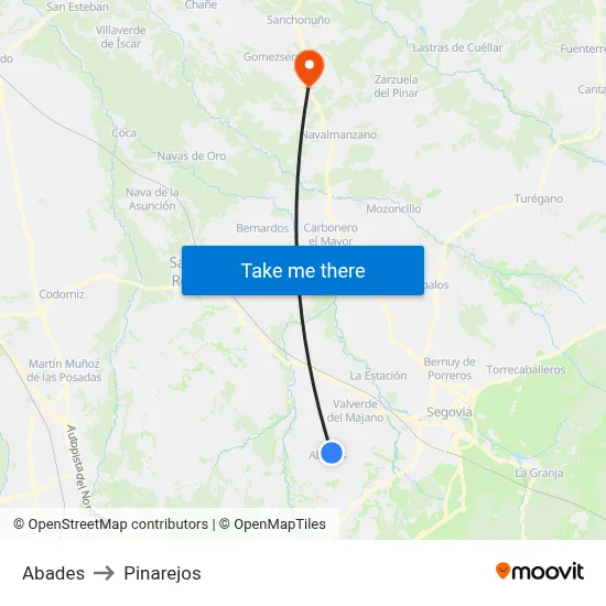 Abades to Pinarejos map
