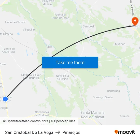 San Cristóbal De La Vega to Pinarejos map