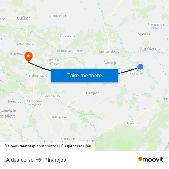 Aldealcorvo to Pinarejos map