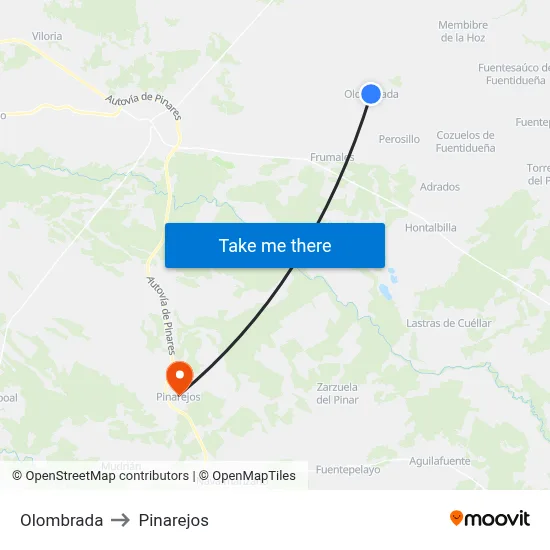 Olombrada to Pinarejos map
