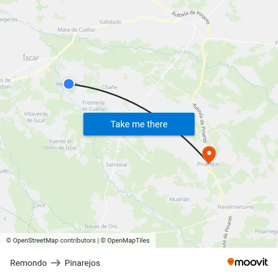 Remondo to Pinarejos map