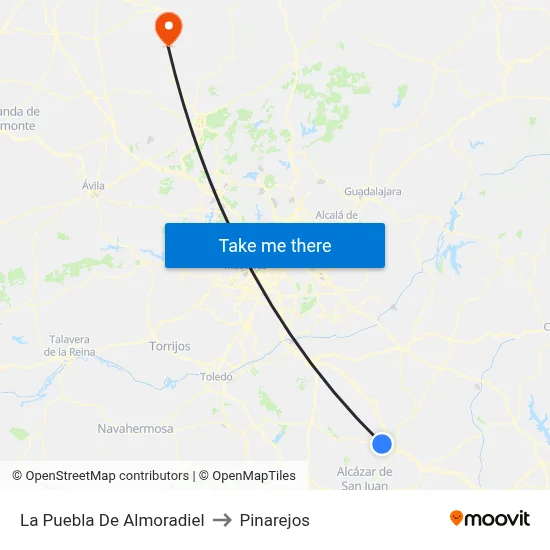La Puebla De Almoradiel to Pinarejos map