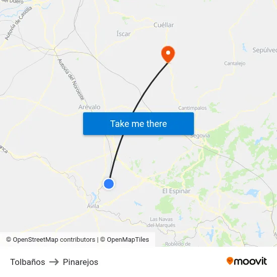 Tolbaños to Pinarejos map