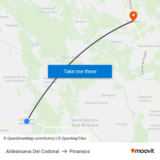Aldeanueva Del Codonal to Pinarejos map