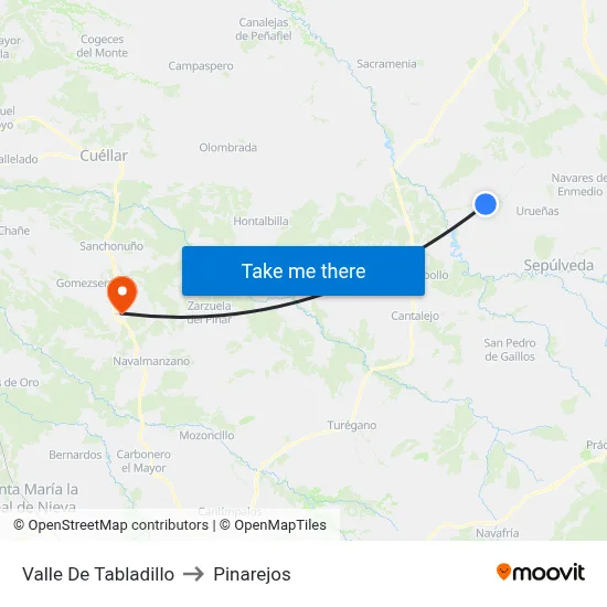 Valle De Tabladillo to Pinarejos map