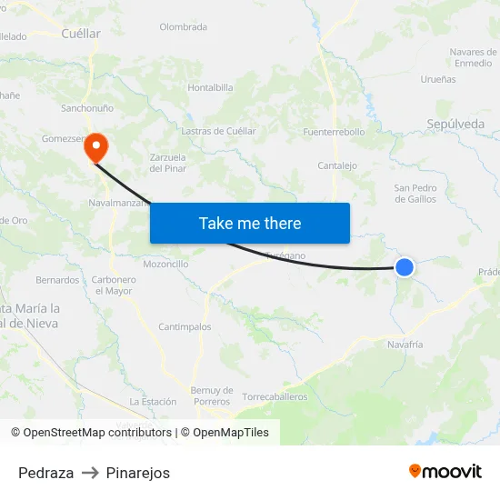 Pedraza to Pinarejos map