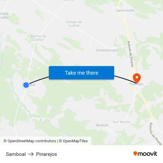 Samboal to Pinarejos map