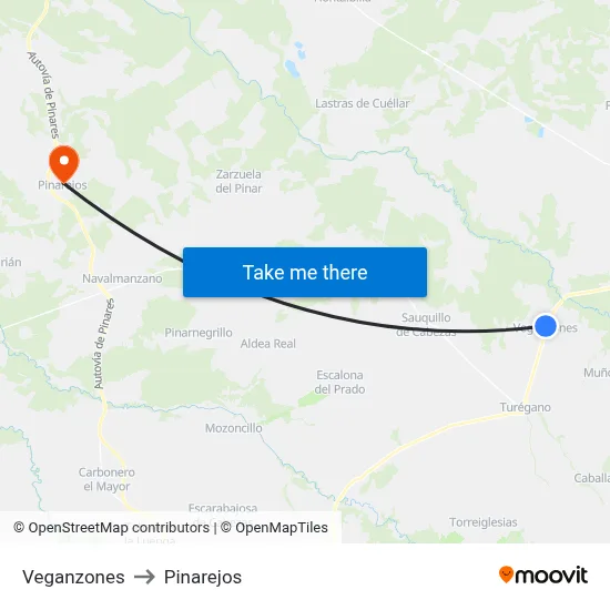 Veganzones to Pinarejos map