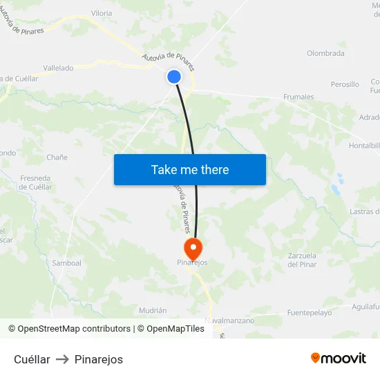 Cuéllar to Pinarejos map
