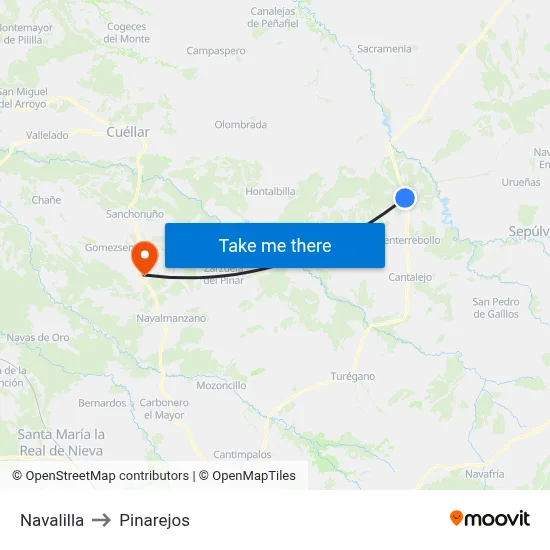 Navalilla to Pinarejos map
