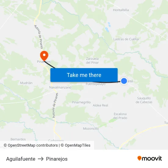 Aguilafuente to Pinarejos map