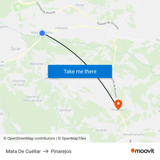 Mata De Cuéllar to Pinarejos map