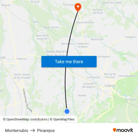 Monterrubio to Pinarejos map