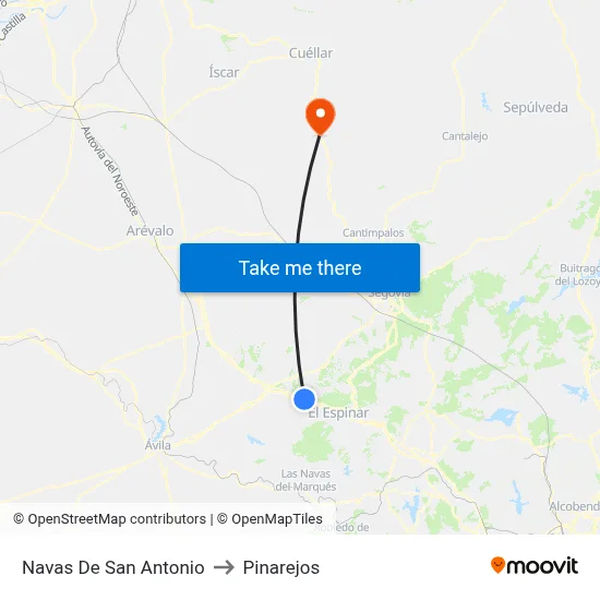 Navas De San Antonio to Pinarejos map