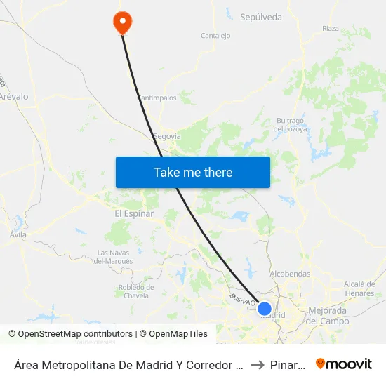 Área Metropolitana De Madrid Y Corredor Del Henares to Pinarejos map