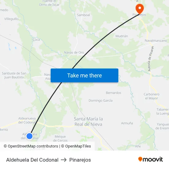 Aldehuela Del Codonal to Pinarejos map