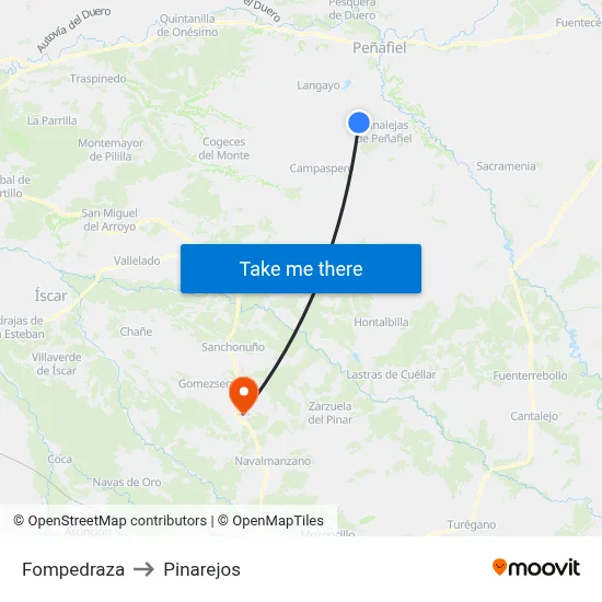 Fompedraza to Pinarejos map
