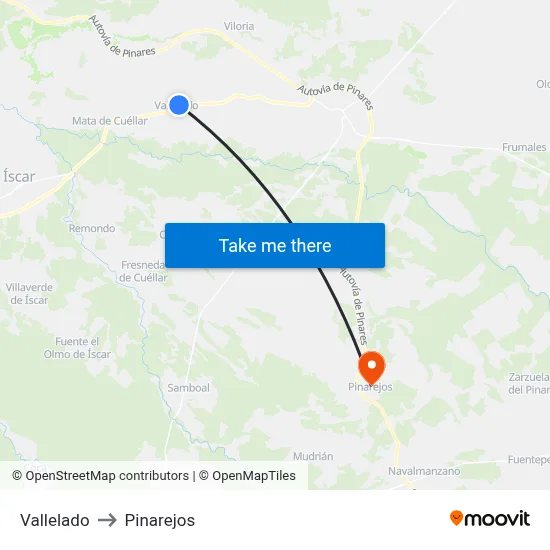 Vallelado to Pinarejos map