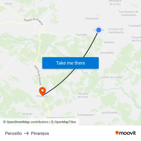 Perosillo to Pinarejos map