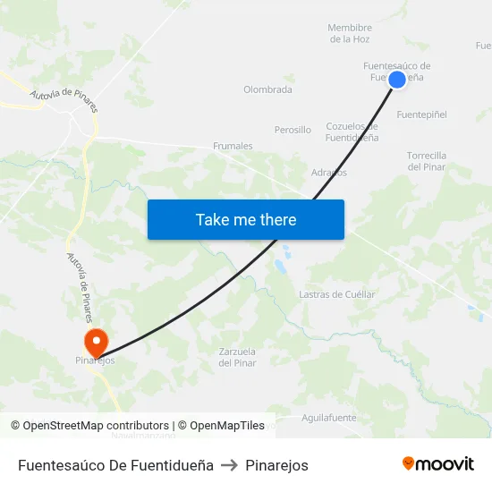 Fuentesaúco De Fuentidueña to Pinarejos map