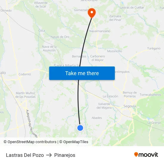 Lastras Del Pozo to Pinarejos map