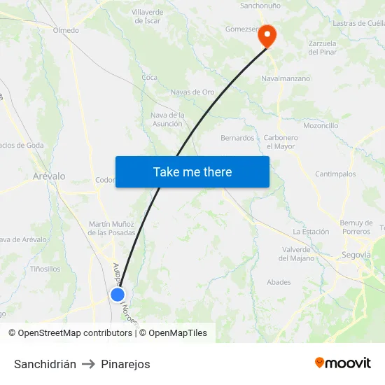 Sanchidrián to Pinarejos map