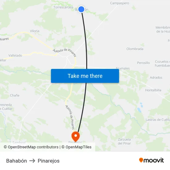 Bahabón to Pinarejos map