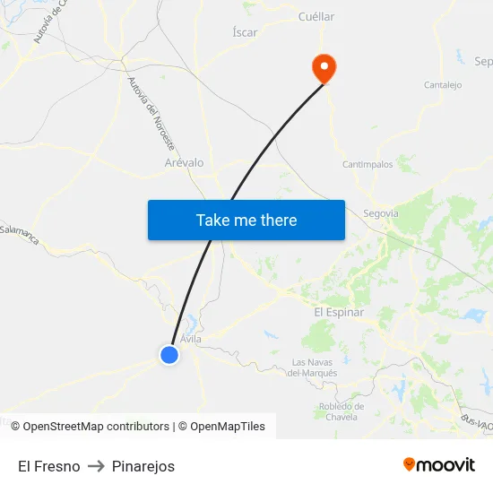 El Fresno to Pinarejos map