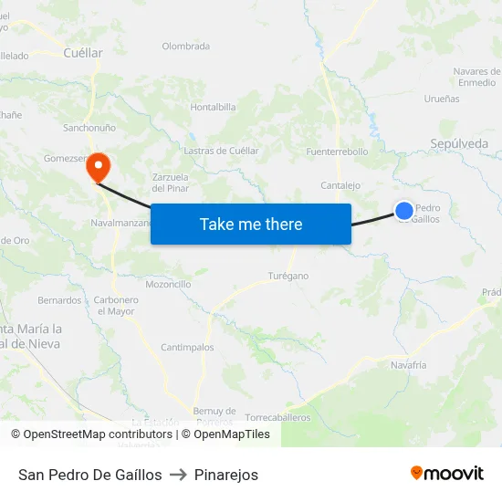 San Pedro De Gaíllos to Pinarejos map