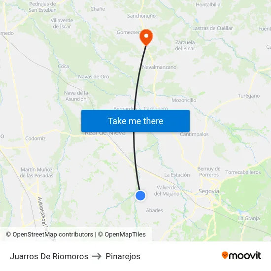 Juarros De Riomoros to Pinarejos map