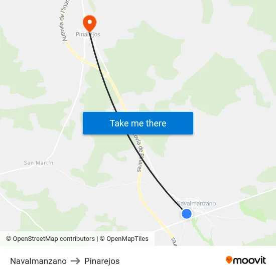 Navalmanzano to Pinarejos map