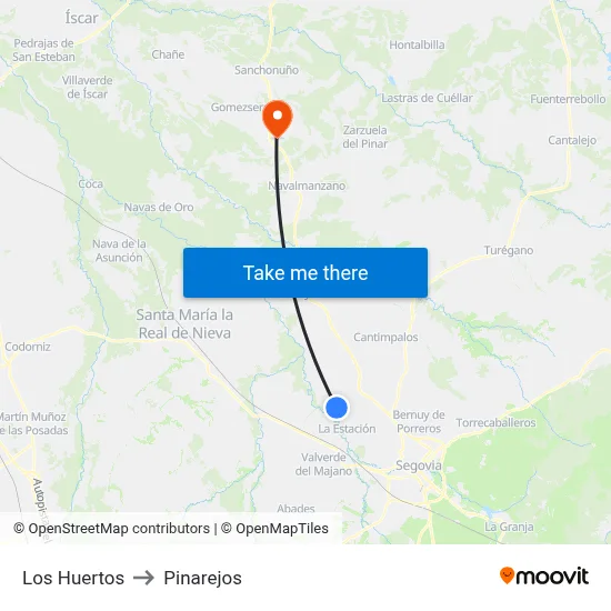 Los Huertos to Pinarejos map
