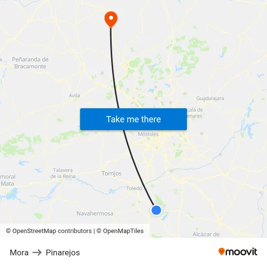 Mora to Pinarejos map