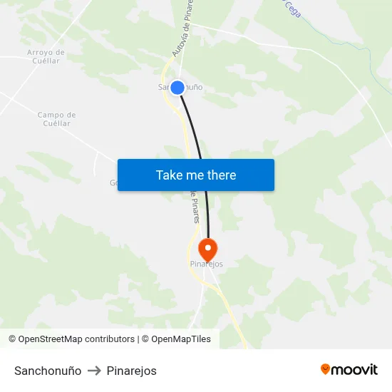 Sanchonuño to Pinarejos map